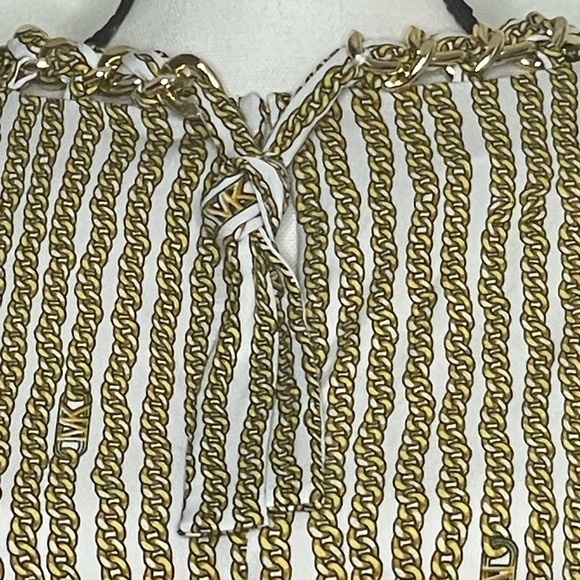$125 RP MICHAEL KORS Womens Gold White Chain Metal Collar Detail Chain Size L - Picture 3 of 6